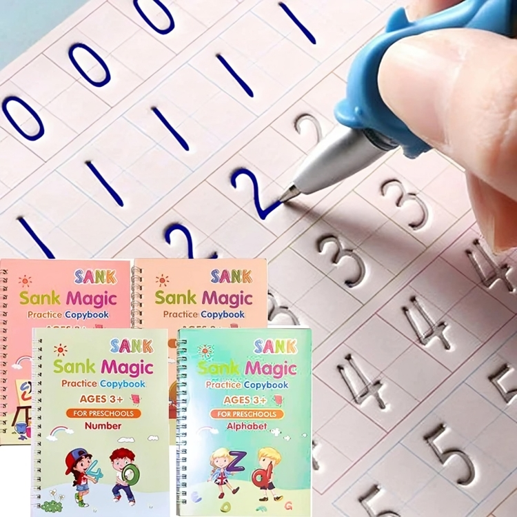 SET 4 LIBROS DE CALIGRAFÍA INTELIGENTE + 10 TINTAS MAGICAS Y BOLIGRAFO GRATIS