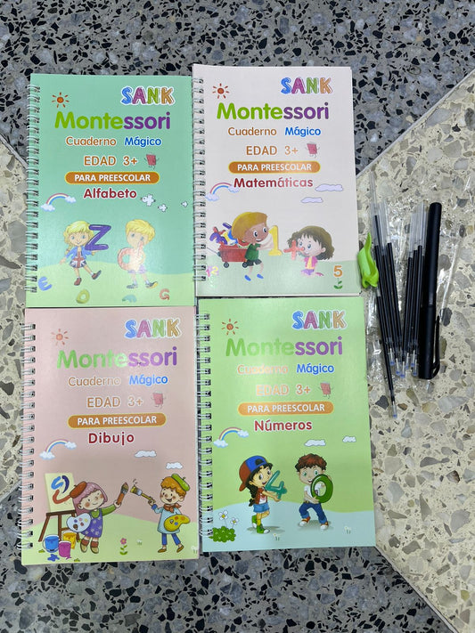 SET 4 LIBROS DE CALIGRAFÍA INTELIGENTE + 10 TINTAS MAGICAS Y BOLIGRAFO GRATIS